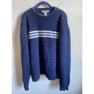 Vintage Northern Apparel Shetland Wool Heavy Sweater Men XL Blue Stripes Preppy